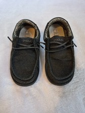 Hey Dude Wally Youth Charcoal Black Sz Y1 Unisex Casual Loafers Slip On Shoes