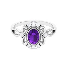 1 ctw Pear Amethyst 925 Sterling Silver Trio Side Accents Ring for Women