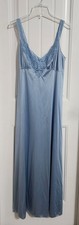 Vintage Vanity Fair Light Blue Long Nightgown W/ Lace Size Small