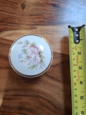Vintage Queensway Bone China Clematis Schmuckdose oder Pillendose