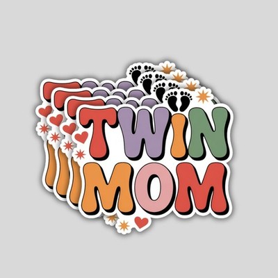 4PCS Twin Mom Stickers   Inspirational Motherhood Quote Vinyl Decal Gift Set