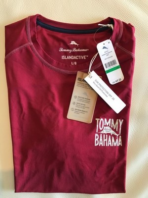 TOMMY BAHAMA MEN ISLANDACTIVE BEACH PRO CREW- COLOR: RED- SIZE: L- NEW WITH TAGS