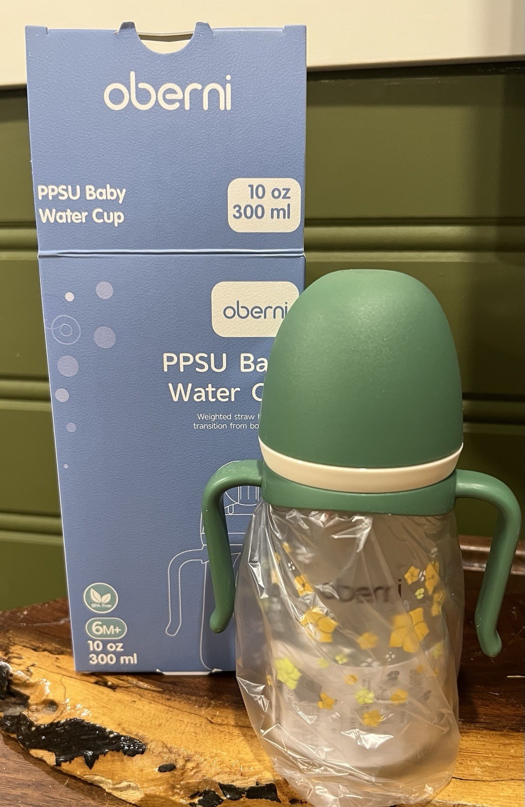 New In Box Oberni PPSU No Spill Sippy Cup Weighted Straw Tod