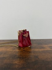 Prada Patent Leather Mini-Pouch Red Gold Chain Crossbody Bag