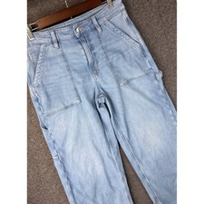 American Eagle Super High Rise Baggy Wide Leg Carpenter Jeans Light Wash Size 6