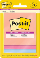 Super Sticky Notes, 3 Sticky Note Pads, 3 X 3 In., School Supplies, Office Produ