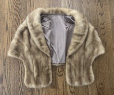 Vintage 1960  s Shawl Collar Honey Golden Brown Tan Genuine Mink Stole Capelet