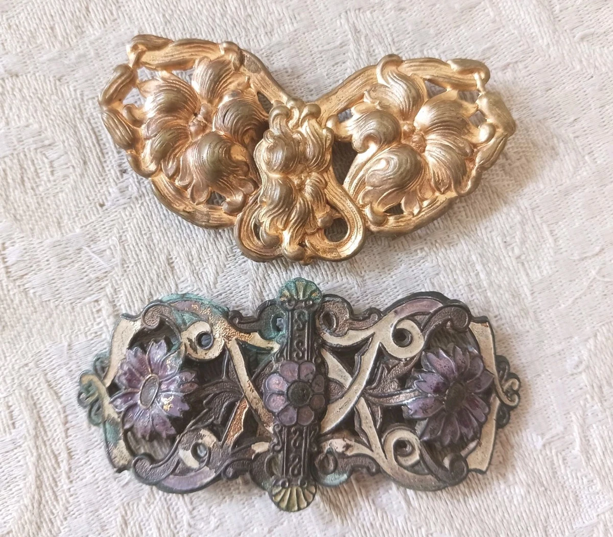 Vintage Belt Buckle Women\'s Unisex Sash Flowers Floral Colorful Victoria Art-Dec Powerhouse Collection - Belt buckle with flannel flower  main image 4