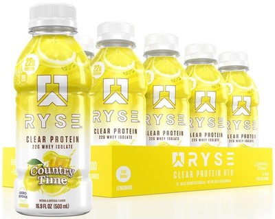 RYSE Clear Protein Drink  Country Time Lemonade  100 Calories, 22g Whey Isola...