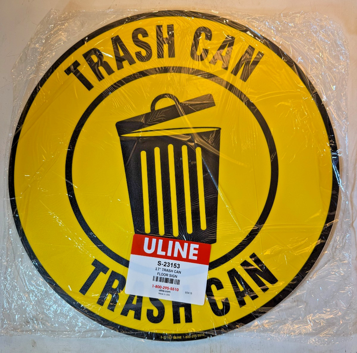 Uline S-23153, 17"dia. " Trash Can" Floor Sign, Lot of 5, FREE SHIPPING