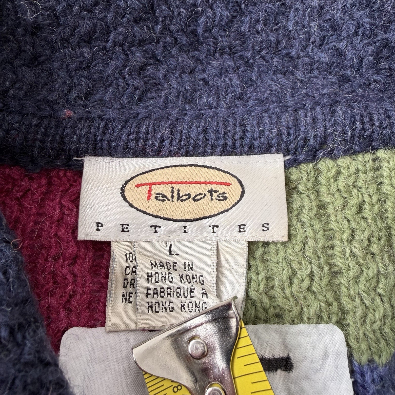 Talbots 100% Wool Patchwork Zip Jacket L Multicol… - image 3