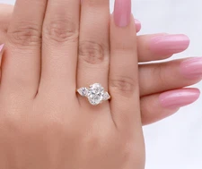 3.50Ct Oval Cut Lab-Grown IGI Certified Diamond 3-Stone Engagement Ring 14K Gold