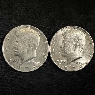 1974 P & D Kennedy Half Dollars, 2ea, BU, Clear Fields, Strong Luster  50-22142