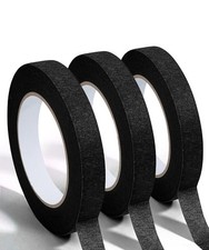 Versatile Black Masking Tape - 3 Rolls, 0.6" x 54.5 Yards, Residue-Free Use