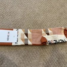 Sock club Socks Geometric Shapes Orange Rust Yellow Brown Mens NEW