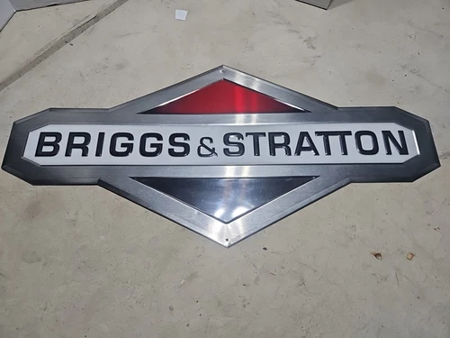 Briggs & Stratton Dealer Sign Metal Shop Gas Engine Vintage 31x15 Advertising