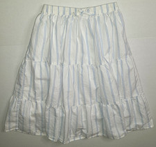 Girls size 7-8 striped tiered midi cotton skirt with elastic waistband, lined