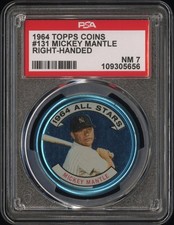 1964 Topps Coins #131 Mickey Mantle Right-Handed PSA 7
