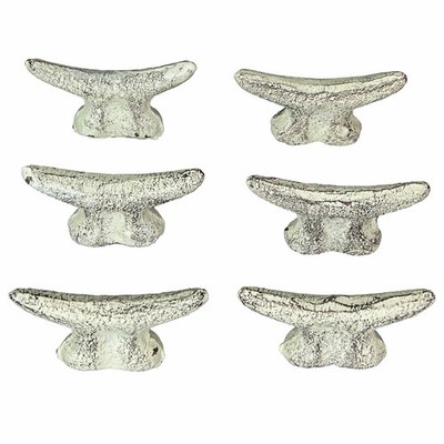2.5 In Cast Iron White Nautical Cleat Drawer Pulls Cabinet Knobs Set of 6