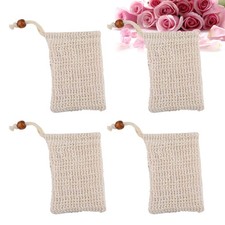 4PCS Soap Mesh Pouch Linen Soap Saver Bubble Net Exfoliating Mesh for Bath
