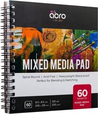 Mixed Media Sketchbook 8.11  x 8.5   Spiral Bound Sketch Pad With Thick, He
