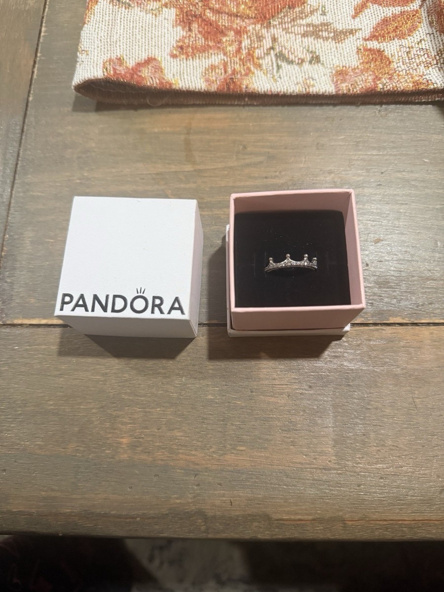 Pandora Clear Sparkling Crown Ring 197087CZ-50 Sterling Silver Size 7 W/ Box