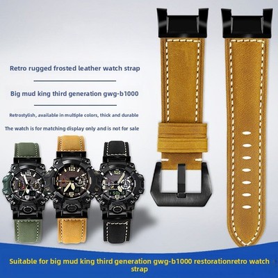 For Casio GWG-B1000 High End Men's Watch Strap Brushed Genuine Leather Band 