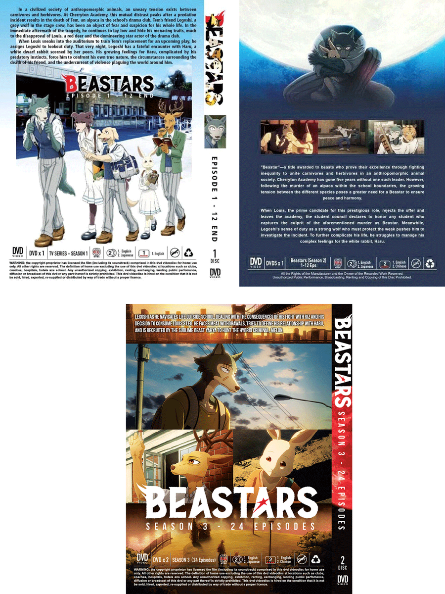DVD ANIME BEASTARS SEASON 1-3 VOL.1-48 END REGION ALL ENGLISH