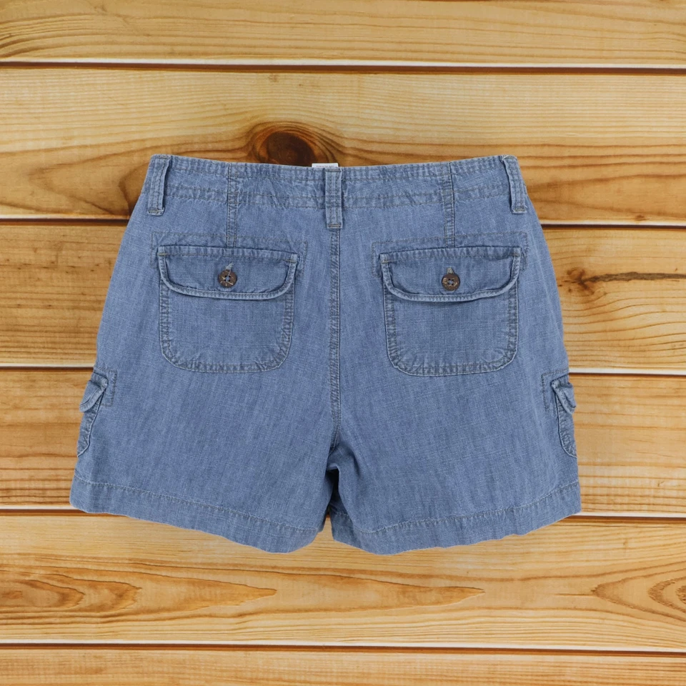 Pantalones Cortos Sonoma Life+Style Para Mujer 12 Azul 100% Algodón Tiro Medio Bolsillos 5" Entrepierna Foto 2 de 4