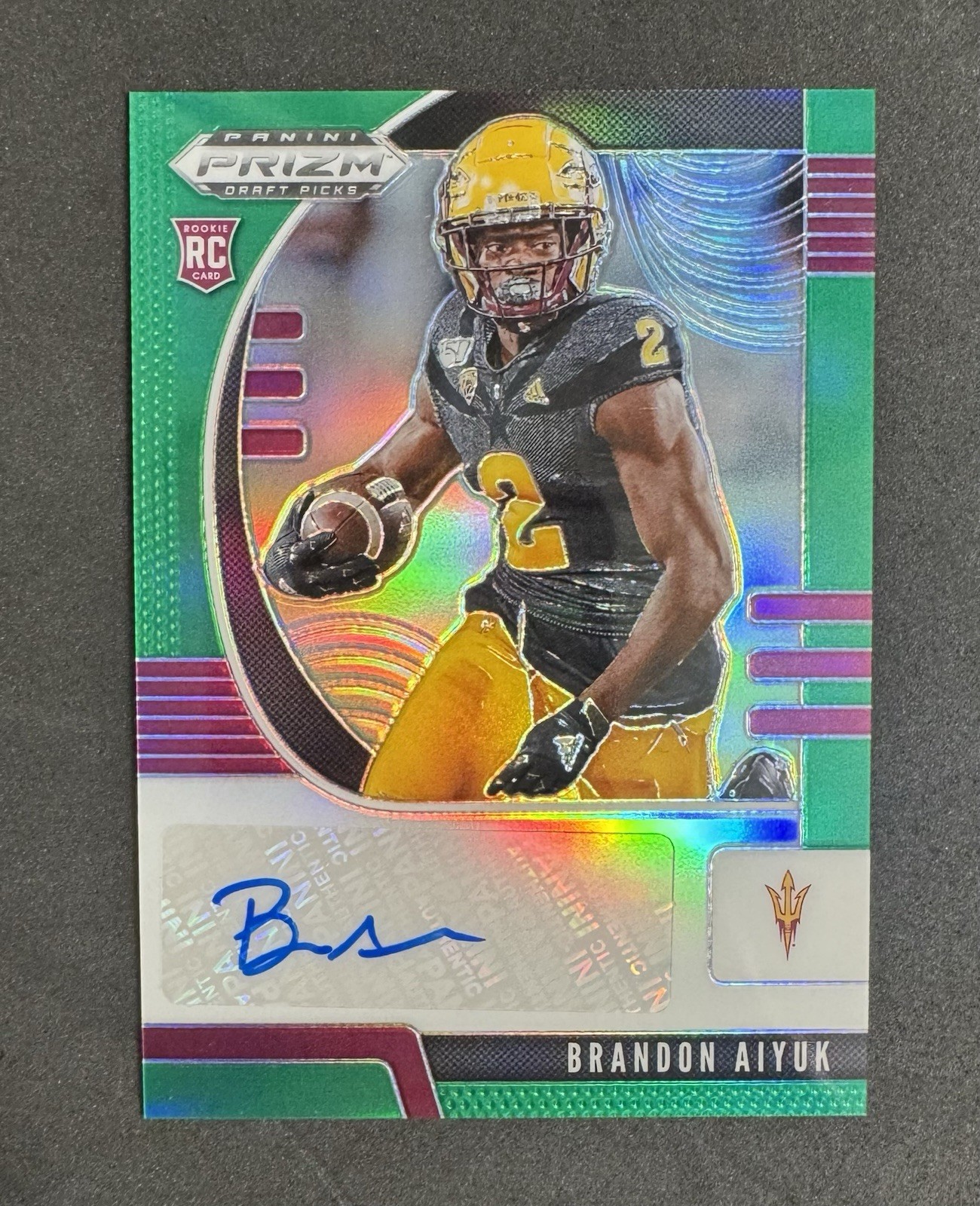 2020 Panini Prizm Draft Picks Brandon Aiyuk Auto Green Rookie ASU 49ers