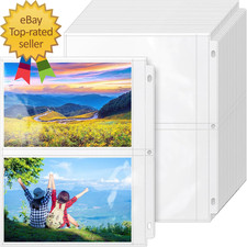 50 Pack 5" X 7" Clear Photo Sleeves for 3 Ring Binder Double Sided 2-Pocket Shee