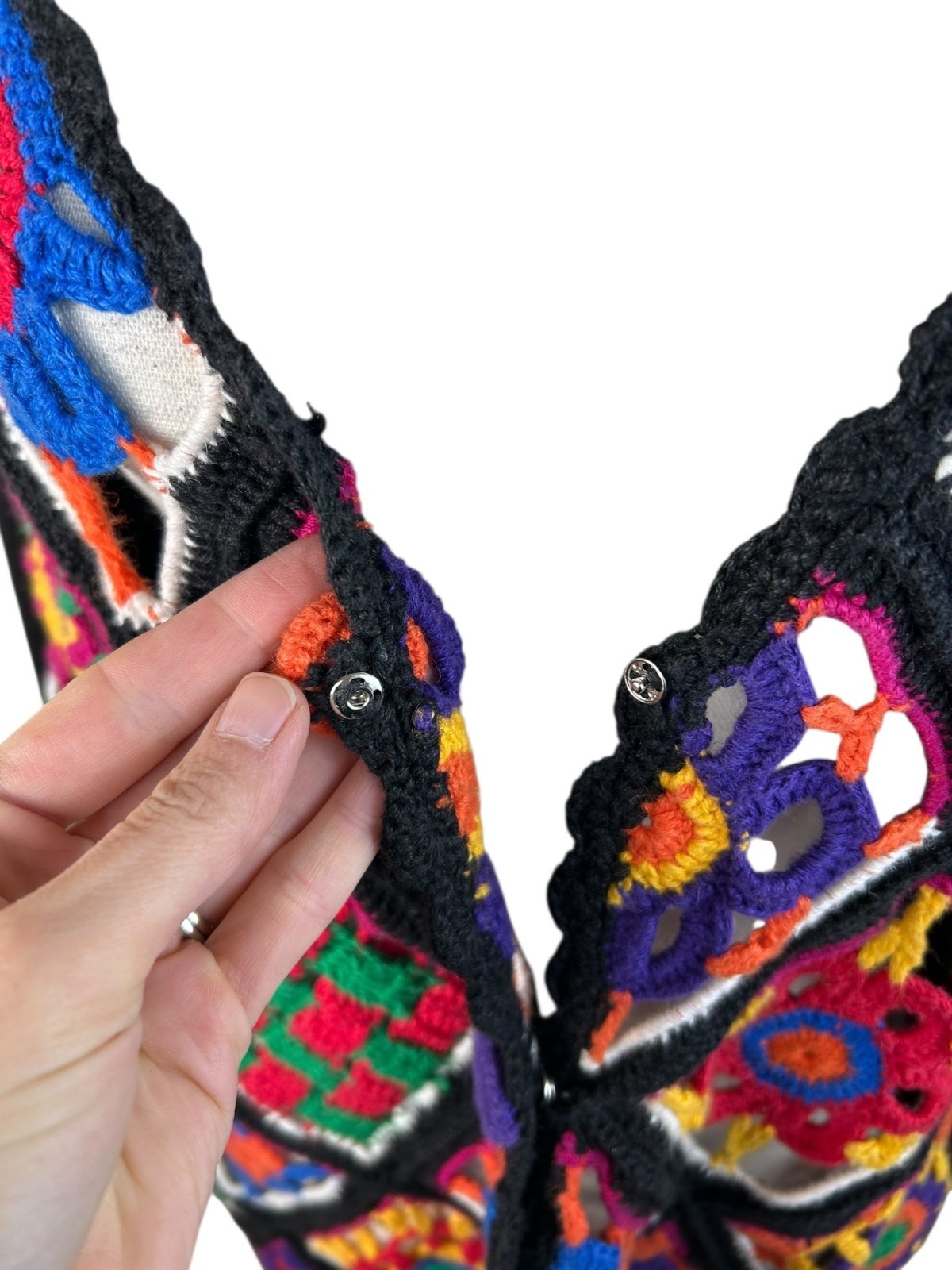 Granny Square Crochet Patchwork Cardigan Rainbow … - image 5