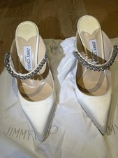Jimmy Choo Bing 100 Embellished Ivory Satin S...