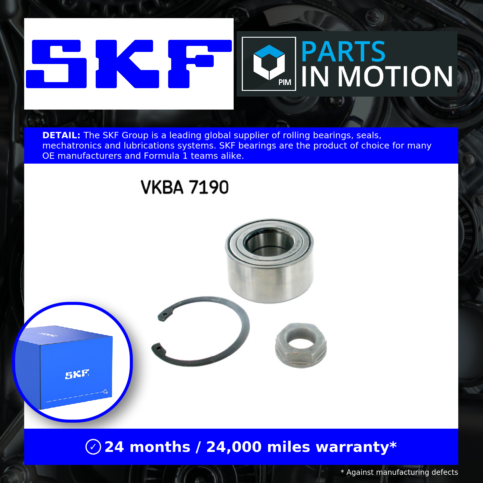 Wheel Bearing Kit fits PEUGEOT 208 Mk2 1.5D Front 2019 on SKF 1640719580 Quality