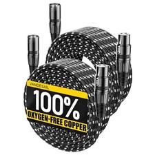 50ft XLR Cables 2 Pack, Nylon Braided Extension Mic Cord