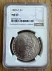 1885 O $1 Morgan Silver Dollar NGC MS63