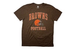 CLEVELAND BROWNS Orange NFL FOOTBALL T-SHIRT Helmet Logo Fan Summer Gear Men's L