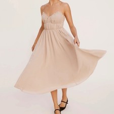 Reformation Pique Backless Midi Dress, Paloma (Sz 8)