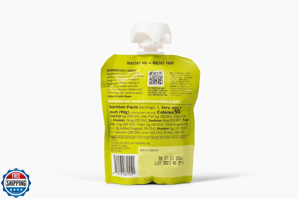 White Leaf Provisions Biodynamic and Organic Pear Apple Sauce, 12.7 Ounce (Pa - Image 4 of 4