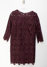 Ann Taylor Loft Maroon Floral Lace Lined Knee Length Shift Dress Size 2