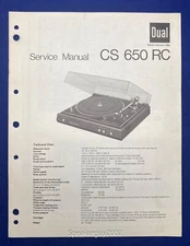 Original Dual CS650RC Turntable - Record Player Service Manual