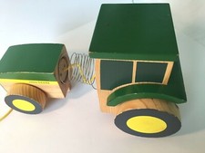 Wood Pull Toy John Deere Tractor Kids Classic Farm Theme Baby Nursery Decor