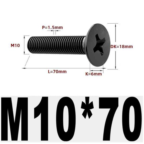 Black 304 Stainless Steel Cross Countersunk Head Screws Flat Head Long Screws - Picture 197 of 202