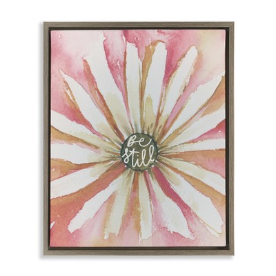 Daisy Petals on Pink Framed Floater Canvas Wall Art Design by Blue Chair Bles...