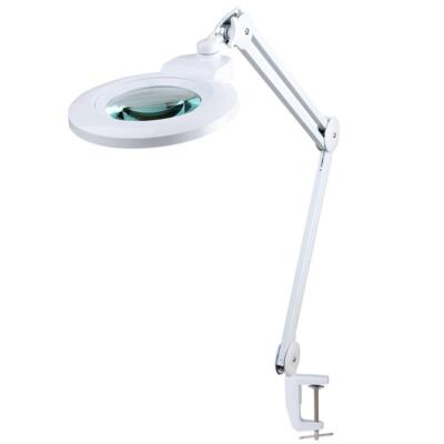 Semplix Lupen LED Tischlampe weiß (60 PCS LED/ 3D Linse/ dimmbar/ Tischklemme)