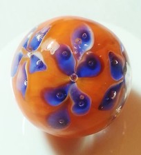 HANDMADE GLASS MARBLE FLORALS "MORNING GLORY" 22mm SHOOTER