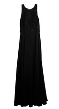 Azazie Frederica, Black, Floor Length Lace Chiffon Dress, Size 20, Formal