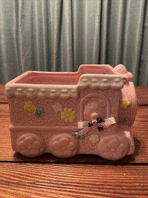 Vintage Pink Napco Train nursery Planter