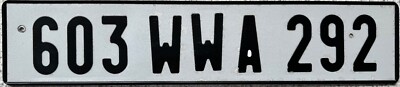 Frankreich temporär gepresstes Aluminium Nummernschild Nummernschild 603 WWA 292