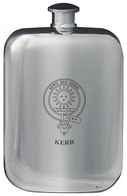 Kerr Family Crest Design Taschen Flachmann 6oz abgerundet poliert Zinn